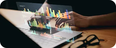 Painel de dados e performance em tablet